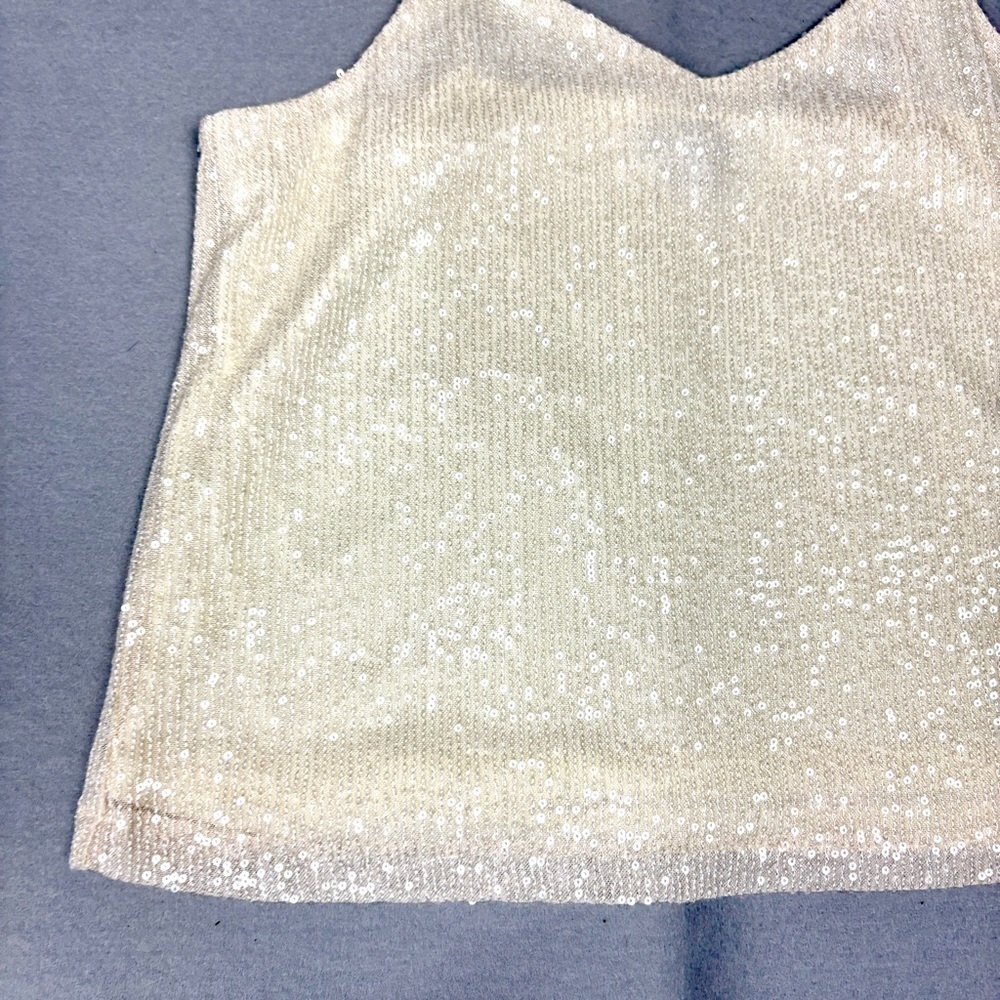 Steve Madden Champagne Sequin Camisole Tank Top Women’s XL Party Holiday - Picture 2 of 8